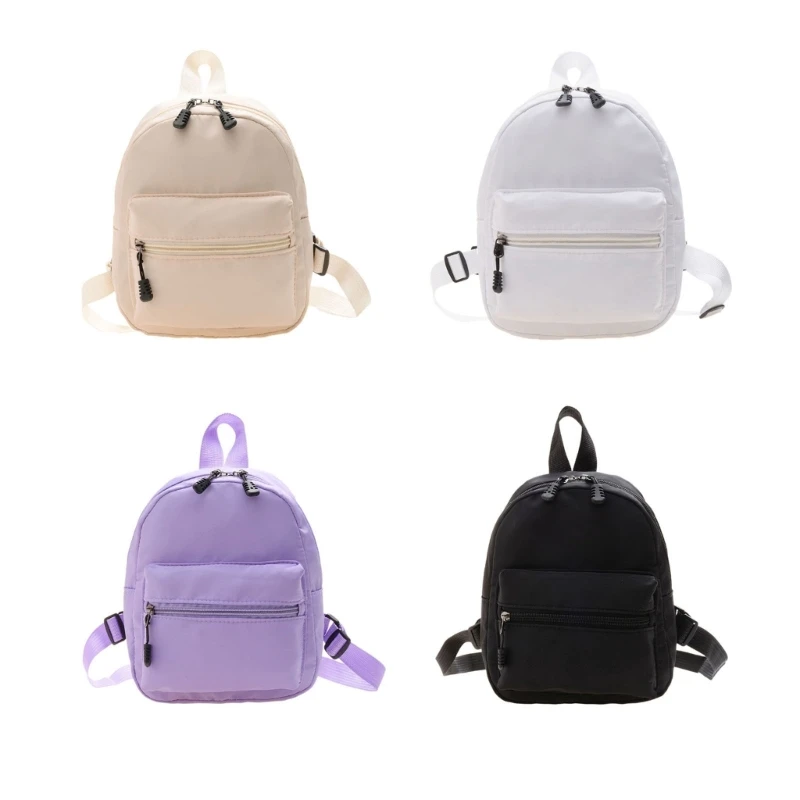 

Women Solid Color Daypack Student School Backpack Travel Mini Rucksacks Shopping Female All-matching Nylon Knapsack