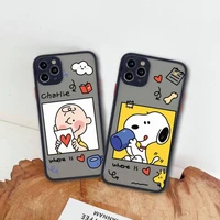 cartoon cute dog snoopy phone case for iphone 13 12 11 pro max mini xs 8 7 plus x se 2020 xr matte transparent cover