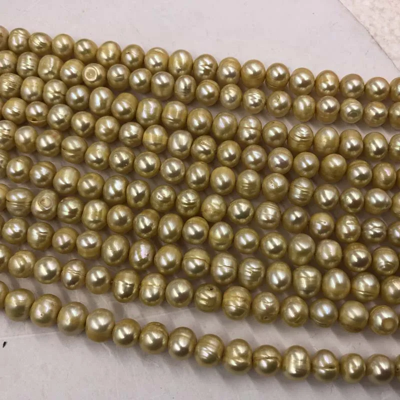 ELEISPL JEWELRY 18 Strands 8mm Light Yellow Freshwater Pearl Strings #496-3