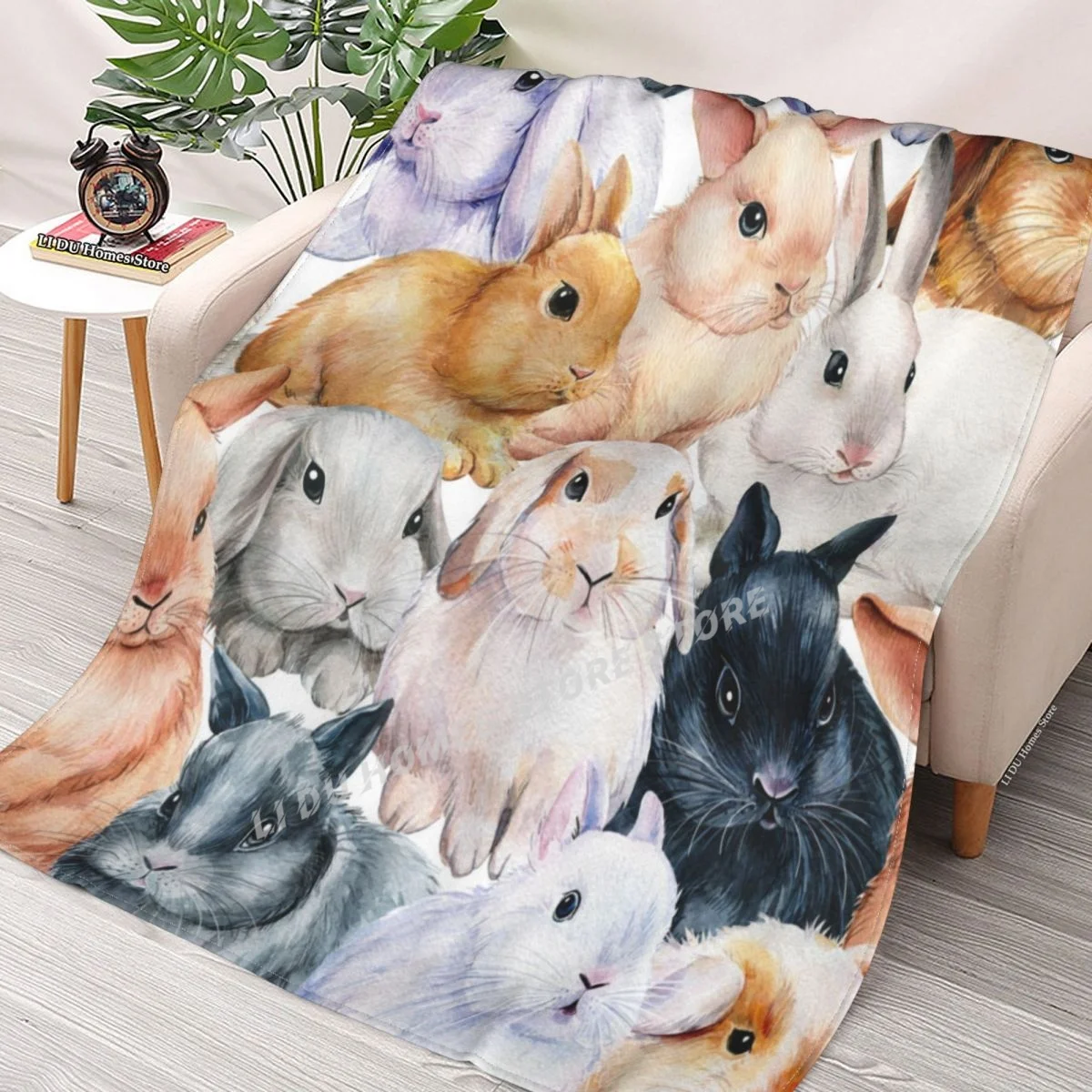 

Bunnies , Animal Background Throw Blanket flannel Collage Blanket Bedding soft Cover Bedspreads Blankets