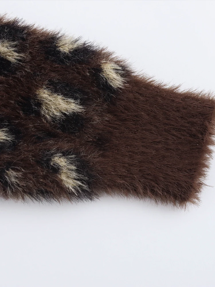 Коричневый леопардовый принт плюшевый короткий бант толстый норковый флисовый