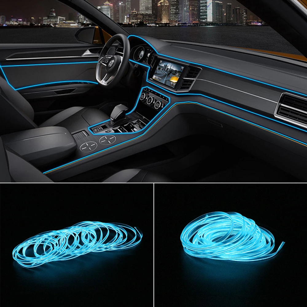 

5m Flexible Neon EL Wire Auto Lamps Car styling Car 12V LED Cold lights Interior Decoration Light Strips Decorative Lamp