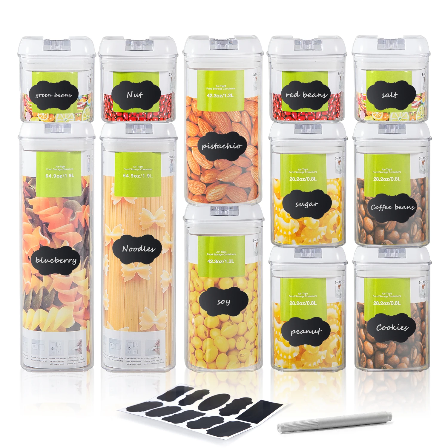 Airtight Food Storage Containers Set Kitchen & Pantry Organization BPA Free Plastic Canisters with Durable Lids Ideal for Cereal