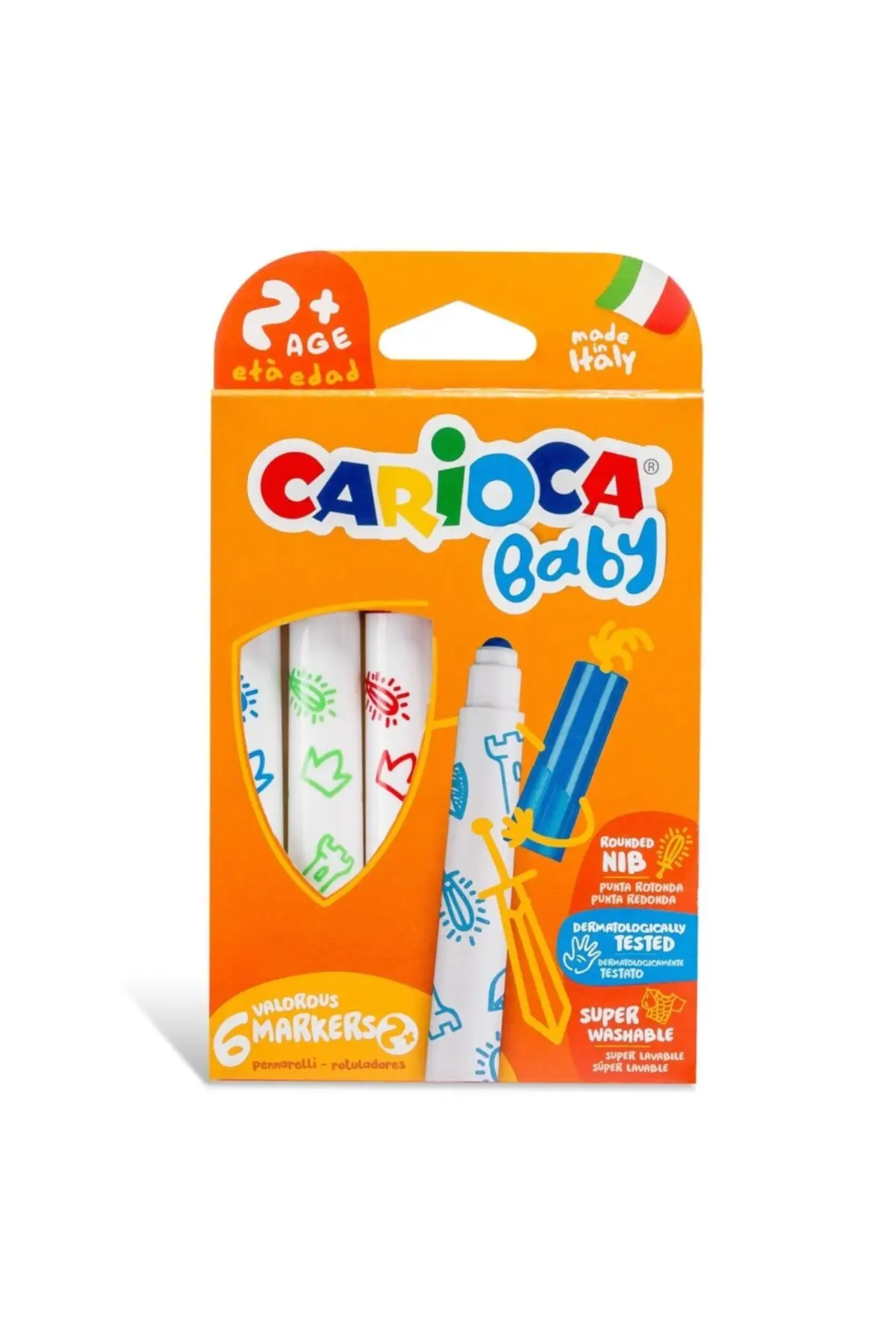 

Carioca Jumbo Baby Super Washable Crayons 6 Markers + 2 Years Old