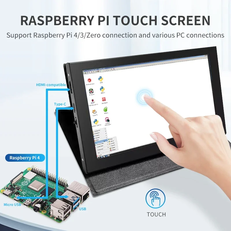 7-дюймовый сенсорный экран Raspberry Pi 4 1024x60 0 IPS ЖК-дисплей со стандартным корпусом