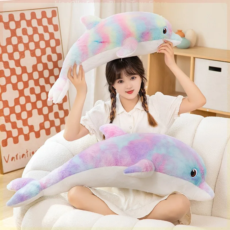 

Simulation Cute Color Dolphin Plush Toy Baby Sleeping Pillow Soft Stuffed Animals Dolls Cushion for Girls Valentine's Day Gifts