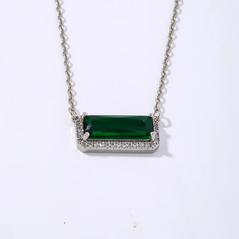 Модное высококачественное женское ожерелье Простой прямоугольный цирконий