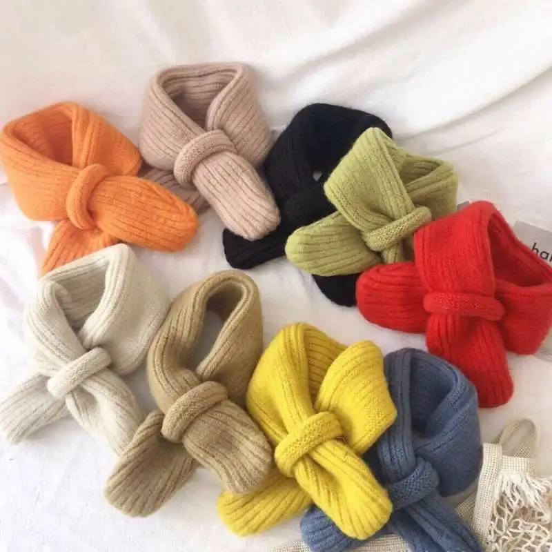 Korean-style Children Candy Colors Soft Warm Scarf Knitting Wool Thermal Boys Girls Outdoor Warmer Scarf Kids Neck Cover