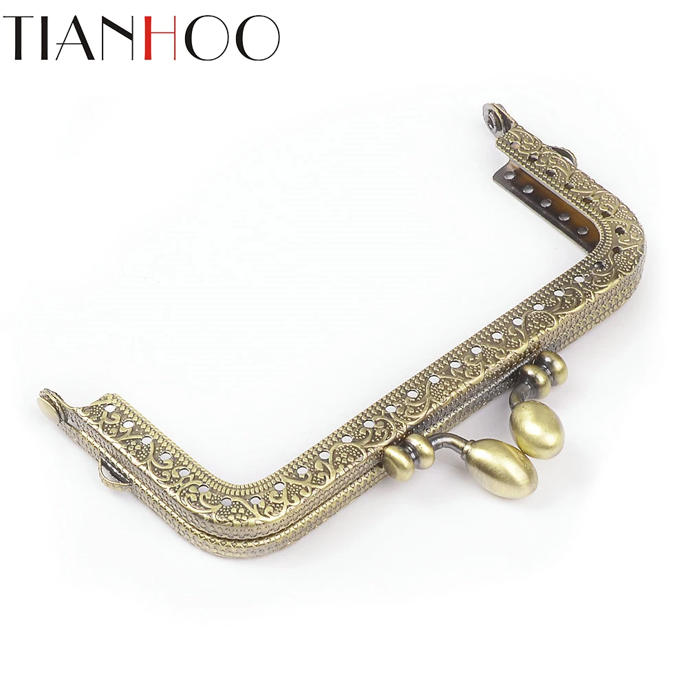 10pcs/ Lot 10.5cm Metal Purse Frame Handle for Clutch Bag Handbag Accessories Making Kiss Clasp Lock Antique Bronze Bag Hardware