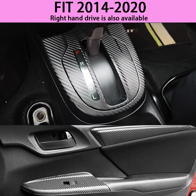 

Подходит для внутренних наклеек, Модифицированная пленка из углеродного волокна для центрального переключения передач для Honda FIT 2014-2020