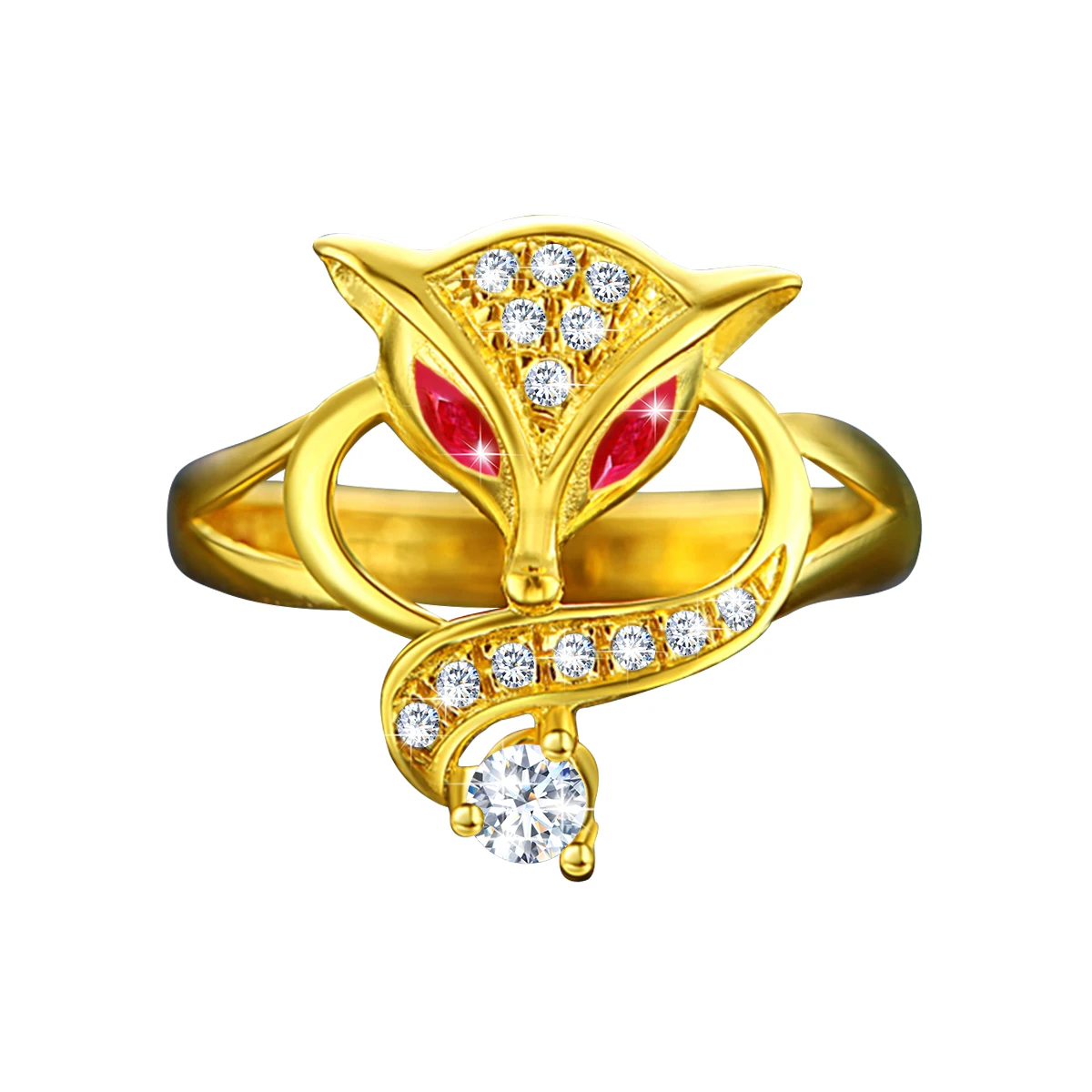 

Szjinao 0.5ct D Color 925 Sterling Silver Moissanite Rings Gold Plated Luxury Fox Ring For Woman Antioxidant Trendy Jewelry