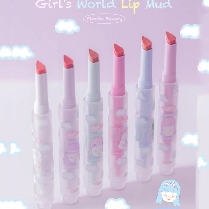 Яркий твердый блеск для губ FLORTTE матовая бархатная глазурованная губная помада в