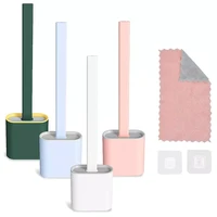 silicone flex toilet brush bathroom rubber cleaning brush with base wall mounted quick drying toilet brush
