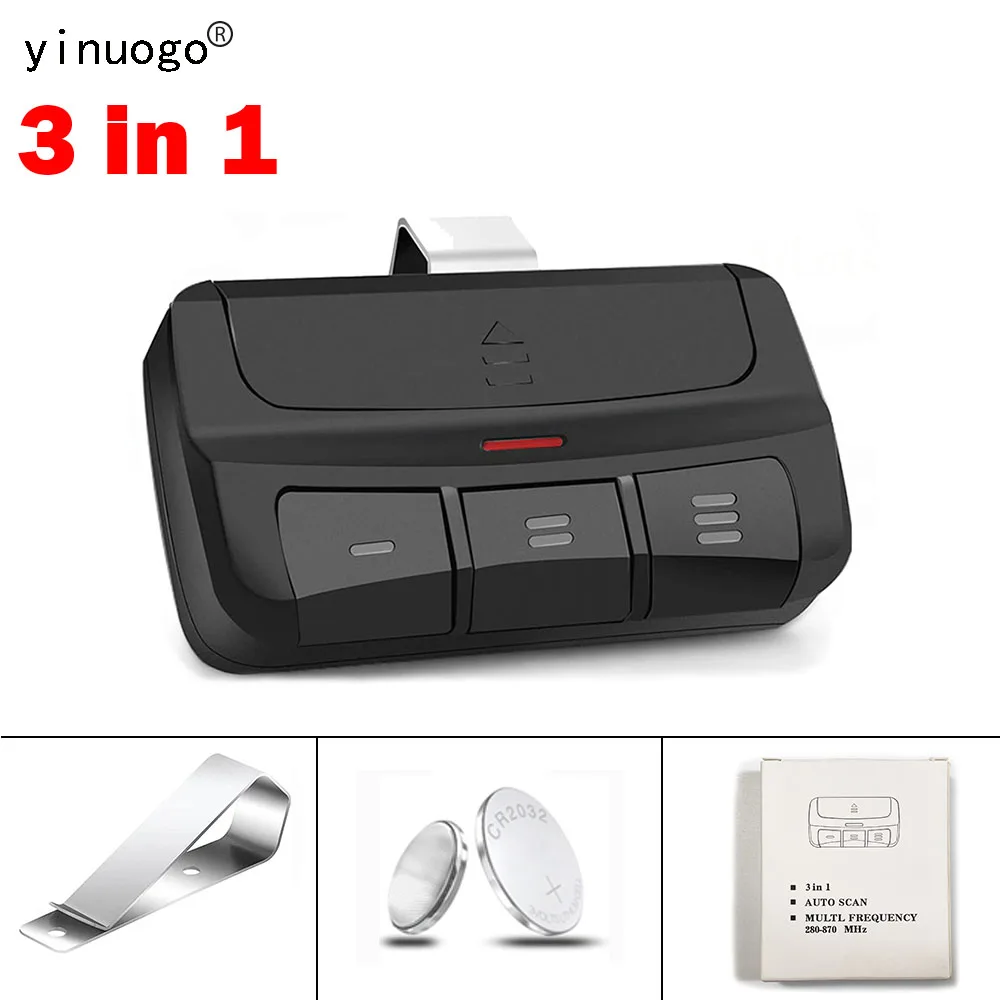 

Multifrequency Garage Door Remote Control 280MHz-868MHz Garage Door Control Duplicator Remote Control 3 in 1 433.92MHz Keychain