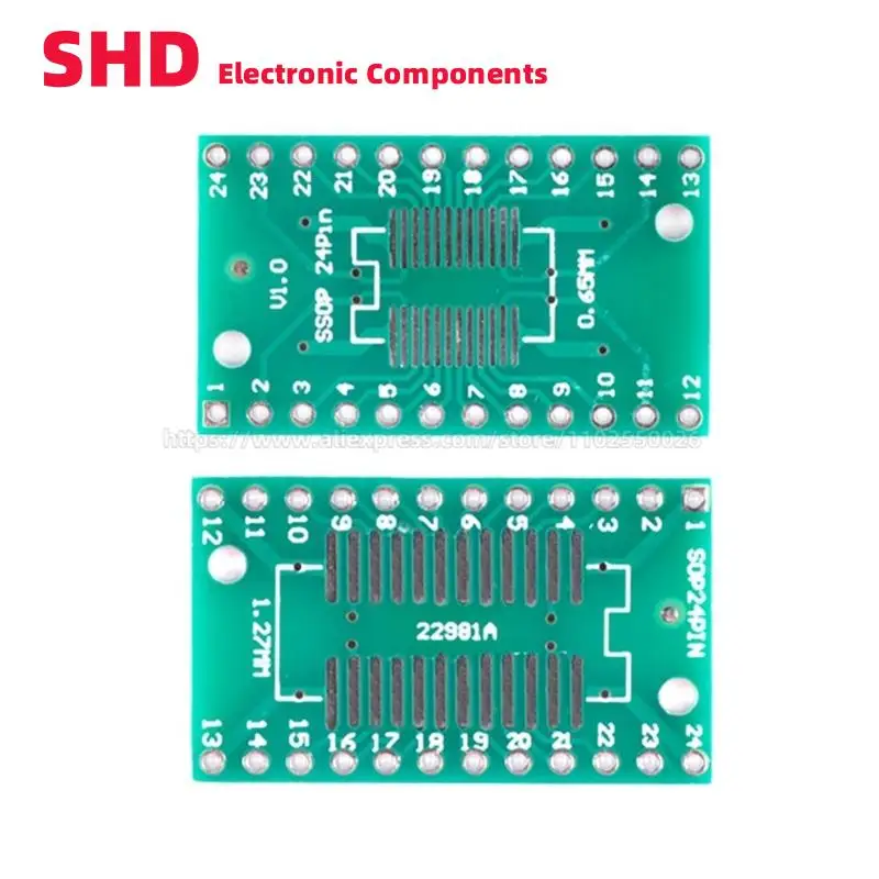 

10PCS TSSOP24 SSOP24 SOP-24 SOP24 to DIP24 PCB Transfer Board DIP Pin Board Pitch IC Adapter plate Conversion board 0.65/1.27mm