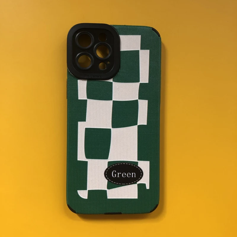 

Green checkerboard phone case for iphone 11 13 pro max 14 plus 12 mini silicone cover for iphone 8 plus 7 se2 xr xs max x se2020