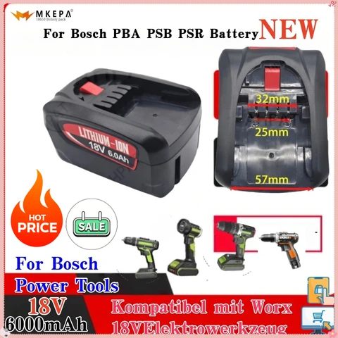 ✅ Для замены аккумулятора домашнего инструмента Bosch (6.0AH 18V): совместим с серией PBA/PSB/PSR, поддерживает зарядку AL1880CV/AL18815CV. 🔋