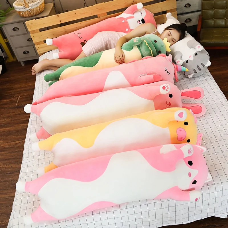 

Cartoon Long Animals Plush Toy Squishy Sleeping Friend Stuff Cat Bunny Pig Fox Dinosaur Unicorn Doll Christmas Gift 70/90/120cm