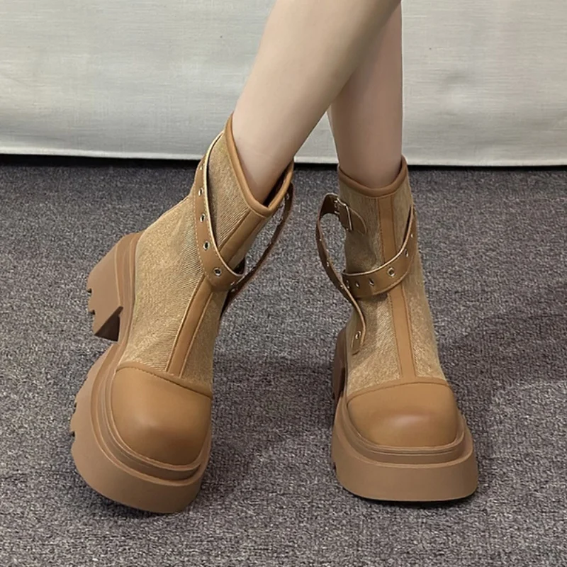 Зимние Модные мотоциклетные женские ботильоны новинка 2025 повседневная обувь на