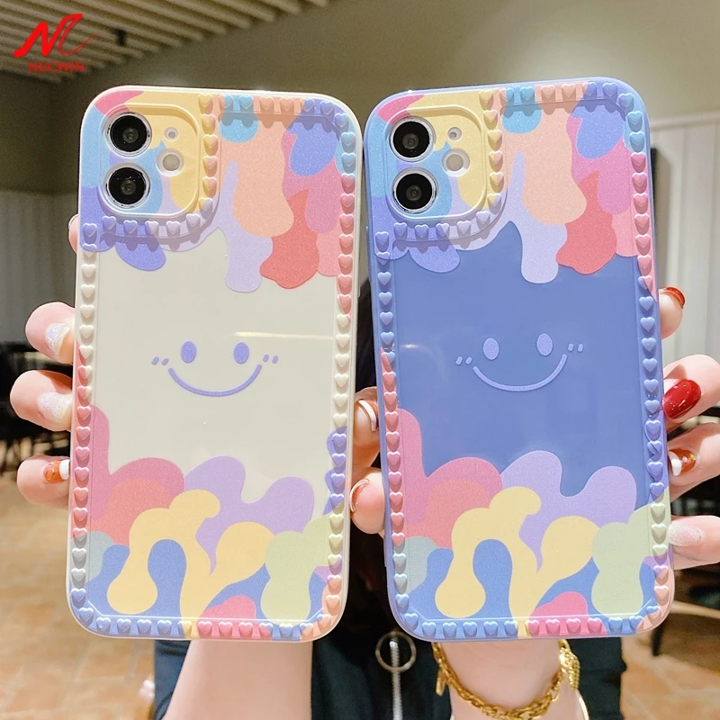 Summer Ice Cream Smile Love Heart Phone Case for iPhone 13 11 Pro Max 12 Mini X Xs Xr 6s 8 7 Plus SE 2020 Lens Protection Cover