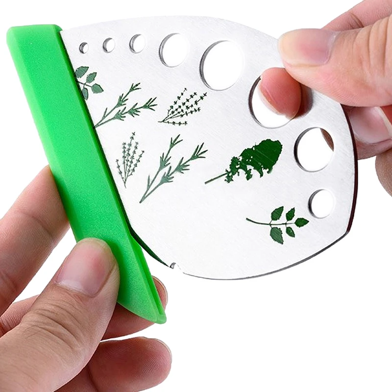 

1Pc 9 Holes Stainless Steel Kitchen Herb Leaf Stripping Tool Metal Herb Pealer