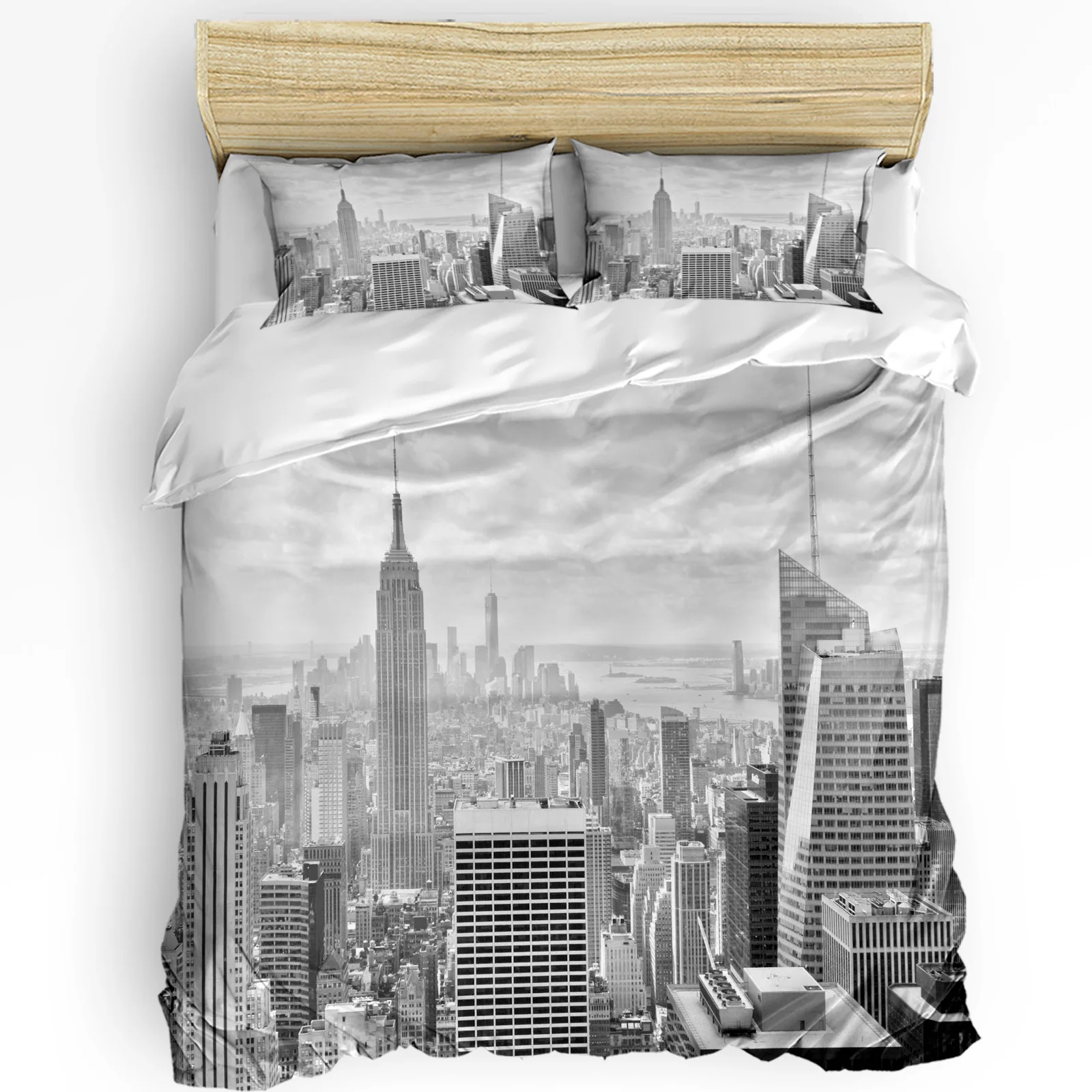 

City Urban Architecture Gray Printed Comfort Duvet Cover Pillow Case Home Textile Quilt Cover Boy Kid Teen Girl 3pcs Bedding Set