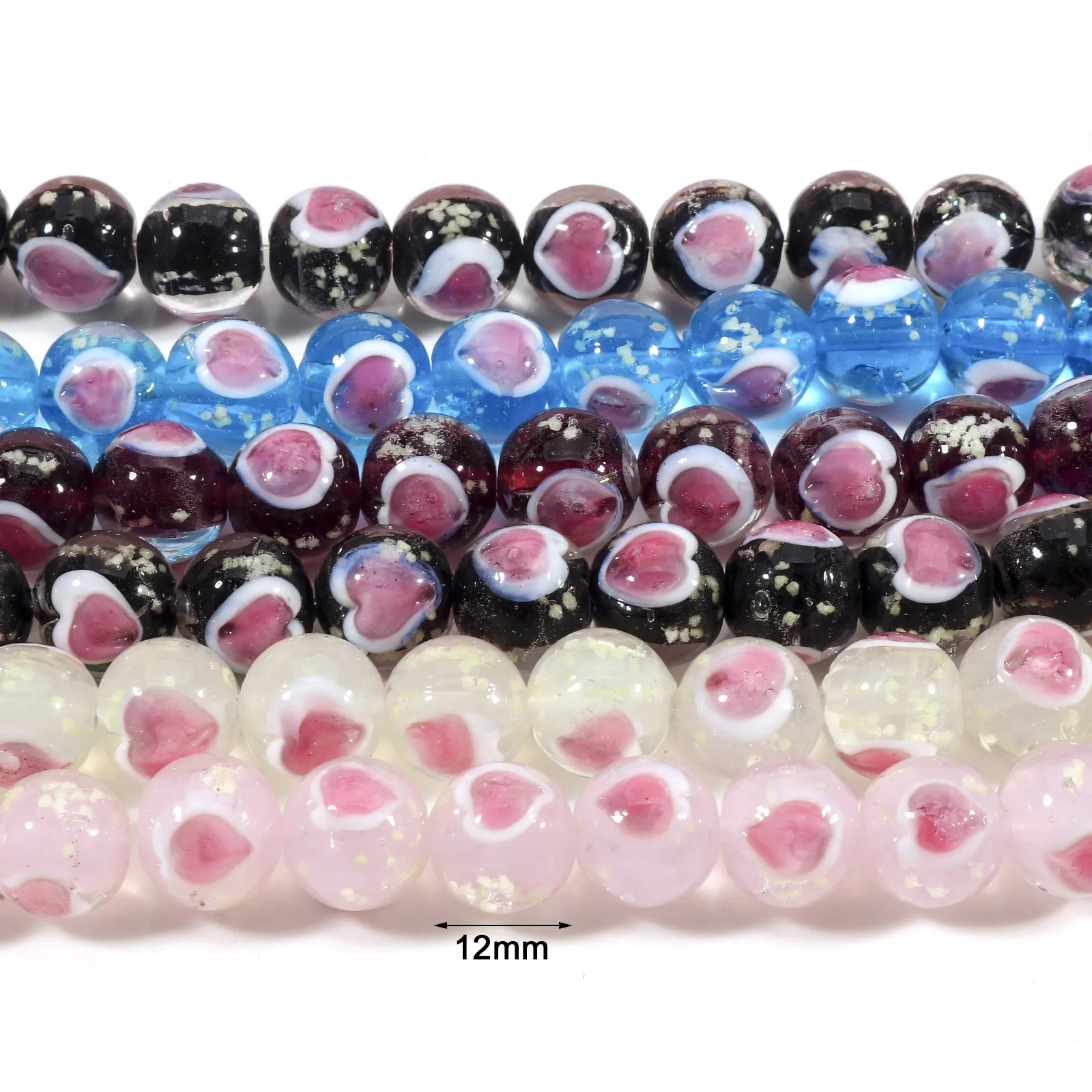 DoreenBeads 5 шт. лэмпворк стеклянные круглые многоцветные сердечки бусины для изготовления ювелирных изделий своими руками Ожерелье Браслеты бусины 12 мм в диаметре.