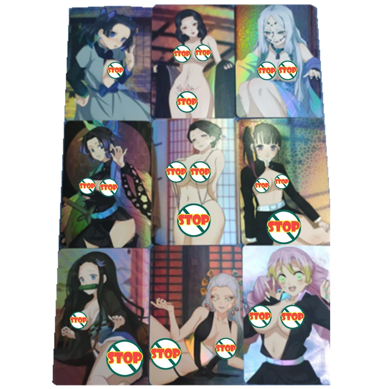 

9pcs/set Kanroji Mitsuri Kochou Shinobu Demon Slayer ACG Sexy Nude Toys Hobbies Hobby Collectibles Game Collection Anime Cards