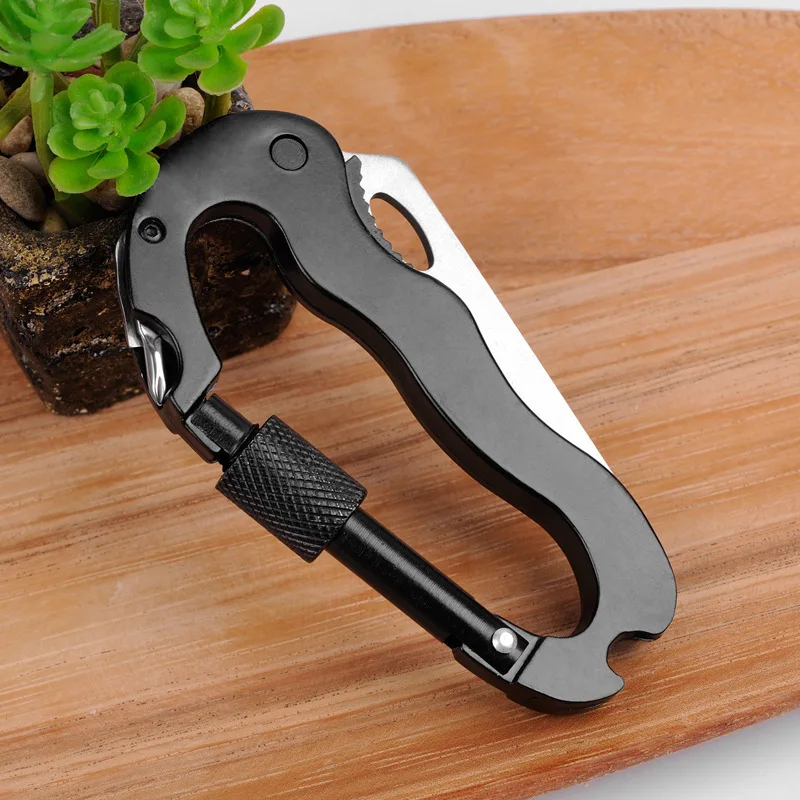 

Multi Camping Folding Knife Stainless Steel Mini Pocket Knife Tactical Hunting Survival Carabiner Portable Outdoor Camping Tools