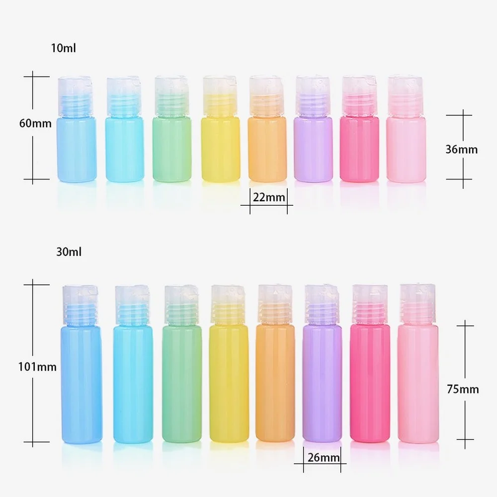 100pcs Travel Bottle Refillable Packaging Disk Top Cap Mini Empty Bottles Makeup Container Macaron Cosmetic Tube Cute 10ml 30ml images - 6