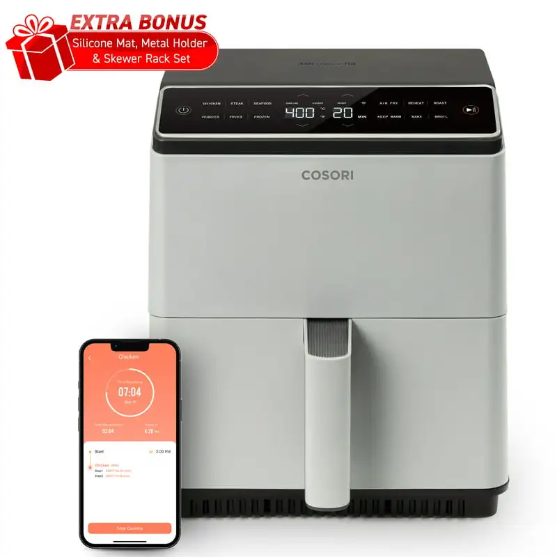 

Blaze 6.8-Quart Air Fryer, Dual Heating , Exclusive Bonus Items, Light Gray