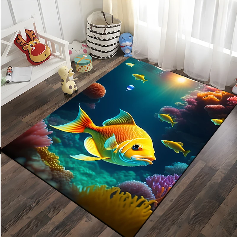 

Underwater World area rugs Carpets for Home Living Room Children's Bedroom Sofa Doormat Decoration Kids Non-slip Floor Play Mats