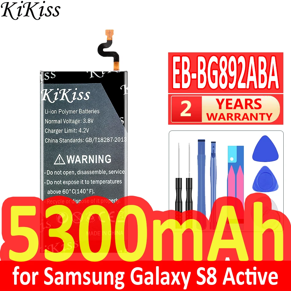 Мощная аккумуляторная батарея 5300 мАч KiKiss для Samsung Galaxy S8 Active EB-BG892ABA G892F G892A G892L G892 G892V SM-G8920 Bateria