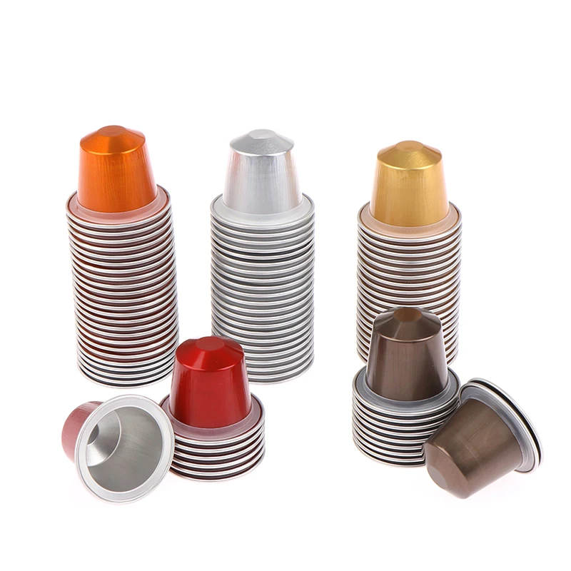 20Pcs/set Reusable Nespresso Coffee Capsules Disposable Nespresso Pods Empty Aluminum Foil Coffee Capsule With Lids Coffeeware