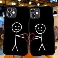 funny cartoon cute line couple funda for iphone 11 12 13 mini 11 pro x xs max xr 6 7 8 plus se phone case soft silicone cover