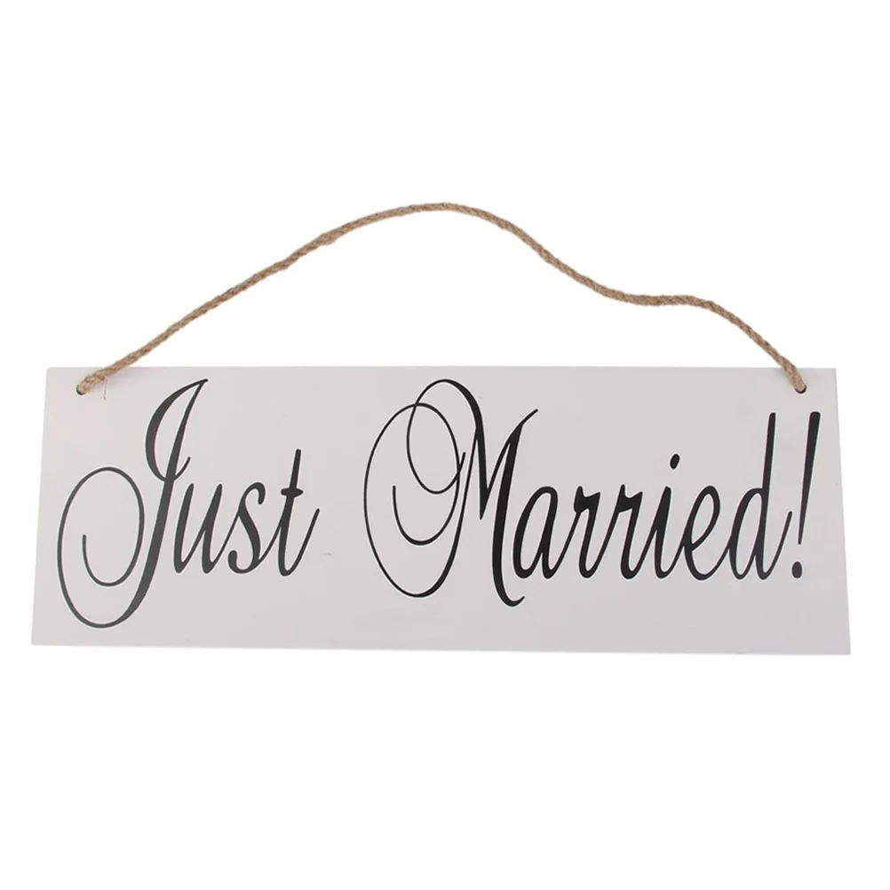 

Wedding Party Decoration Bunting Wood Sign Banner JUST MARRIED Signs Wire Hangers
