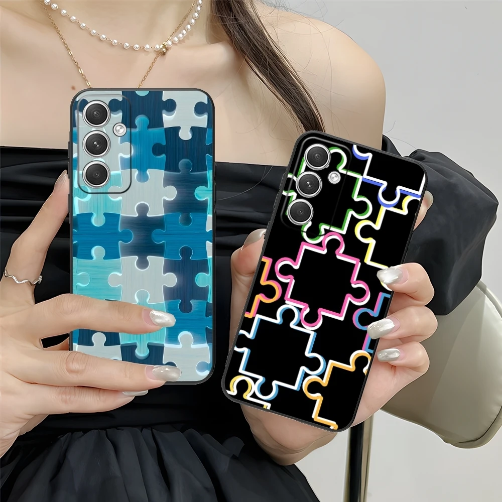 Чехол для мобильного телефона Puzzle Pretty Fashion Samsung M55 35 15 54 34 14 33 23 13 42 32 22 F55 12 5G черный