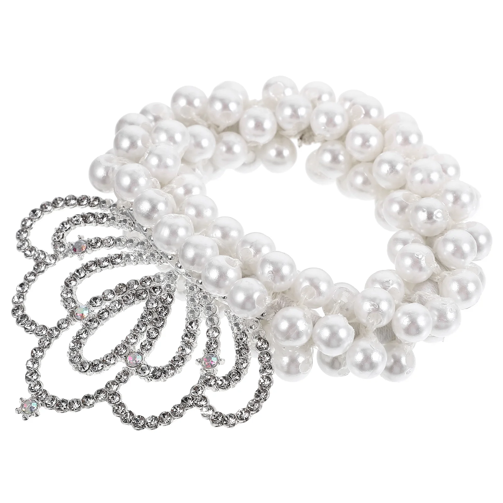 

Girls Hair Ties Elastic Ponytail Holder Scrunchies Crown Pearl Beaded Accessories