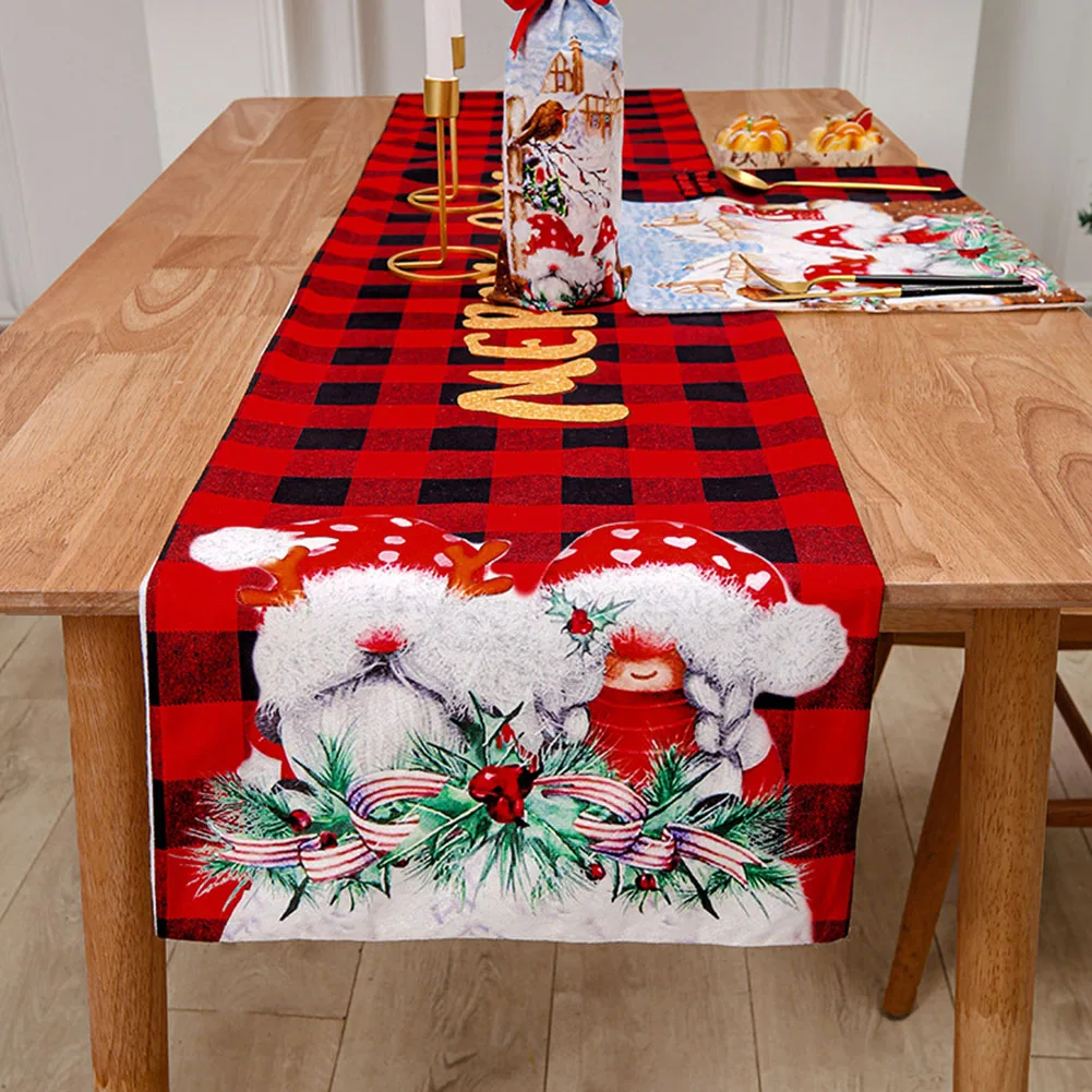 

Christmas Table Runner 180x35cm Christmas Embroidered Tablecloth For Home New Year Table Cloth Decoration Merry Christmas
