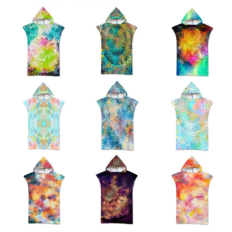 

Bohemian Hooded Towel Wearable Bath Towel for Adults Mandala Sports Swimming Microfiber Beach Towels Poncho Women Bathrobe