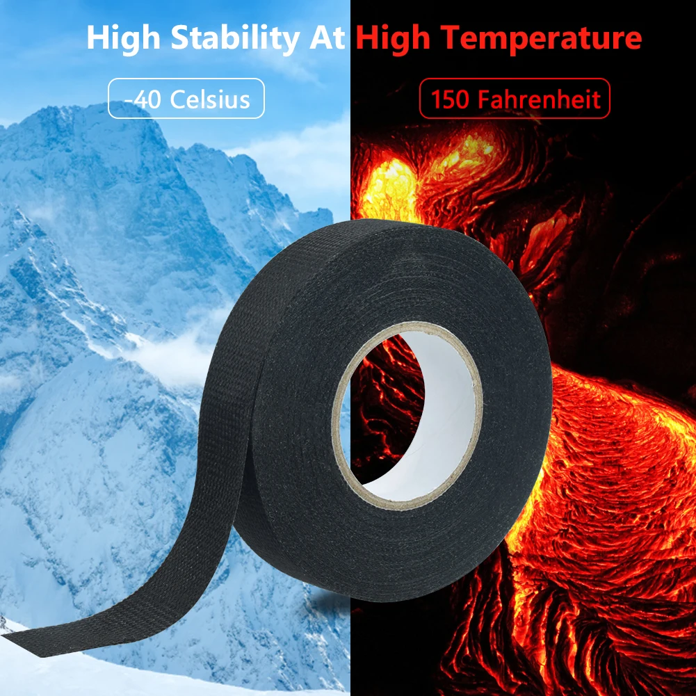

10 Rolls 15m Heat-resistant Flame Retardant Tape Coroplast Adhesive Cloth Tape For Car Cable Harness Wiring Loom Protection