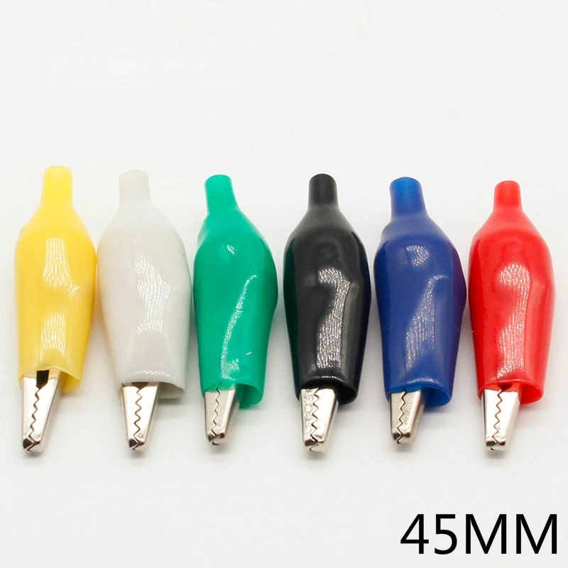 

12Pcs Insulation Metal Alligator Clip Electric Test 45MM Lead colorful Red Black Blue Green White Yellow small crocodile clip