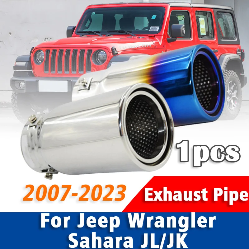 1Pcs Stainless Steel Exhaust Pipe Muffler Tailpipe Muffler Tip For Jeep Wrangler Sahara JL JK 2007 2008-2023 Auto Accessories