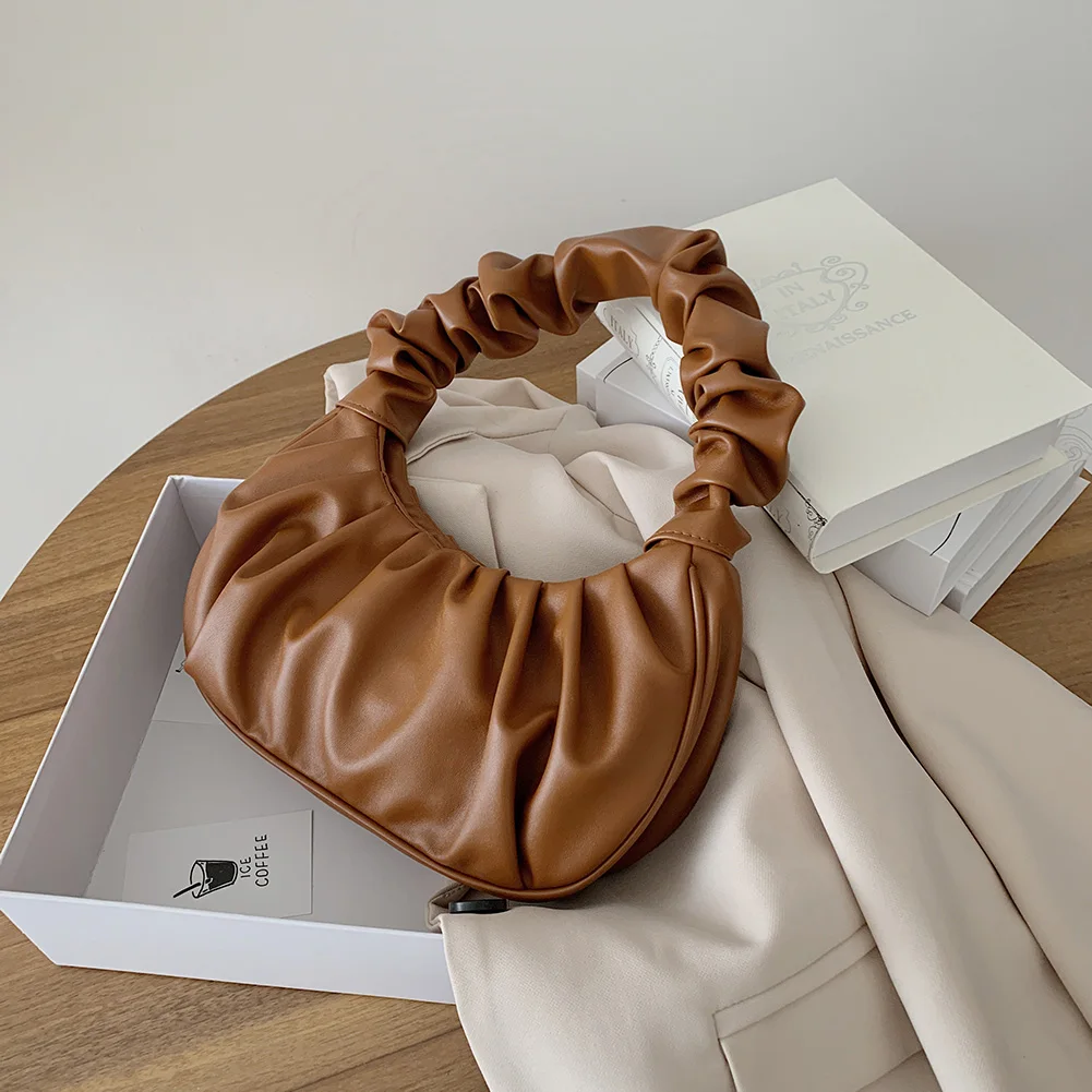 

Простые сумки для подмышек из искусственной кожи, женские повседневные Мини-сумки на плечо со складками