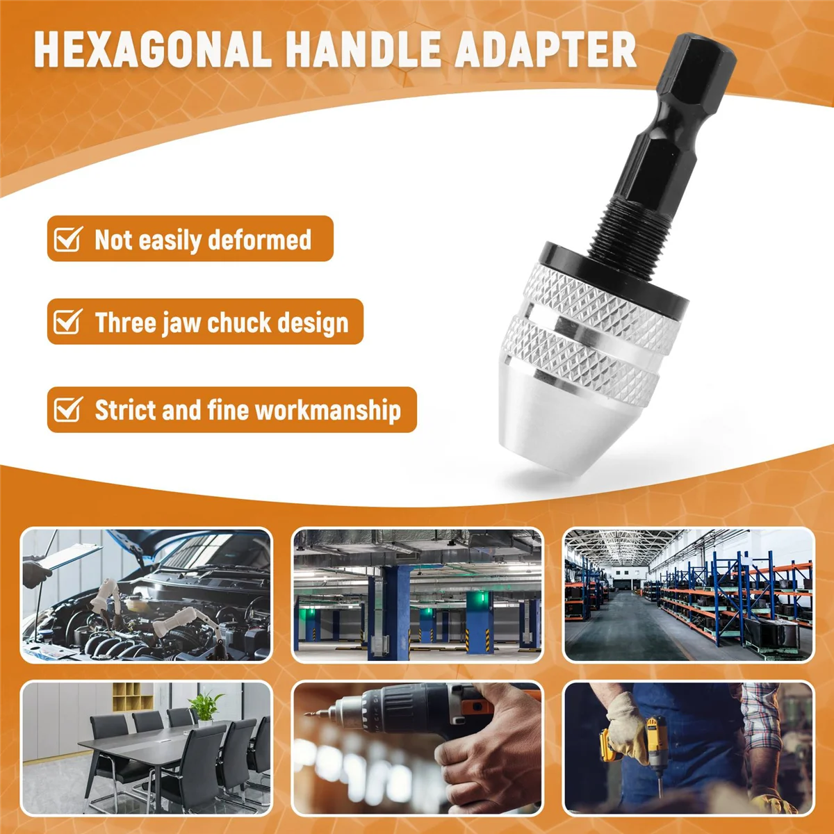 Серебристый + черный 6 мм БЕСКЛЮЧЕВОЙ сверлильный патрон быстросменный адаптер