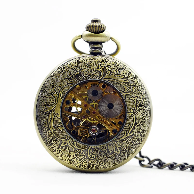 Mesh Carved Hollow Flip Pocket Watch Retro Roman Numeral Display With Chain Pendant Men's Ladies Pocket Watch Gift