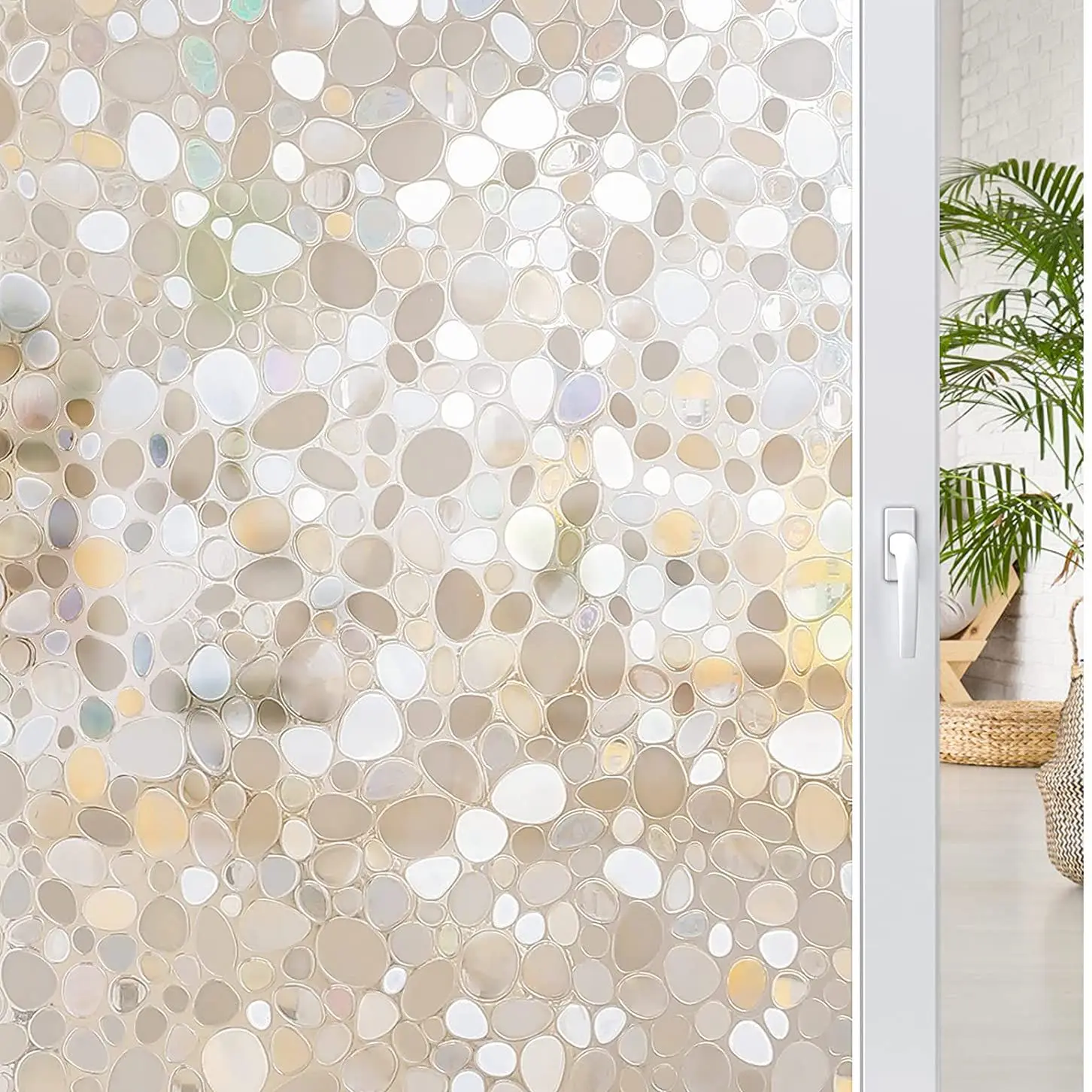 

3D Rainbow Effect Window Film Stained Glass Vinyl Self Adhesive Film Privacy Static Cling UV Protective Window Sticker for Home