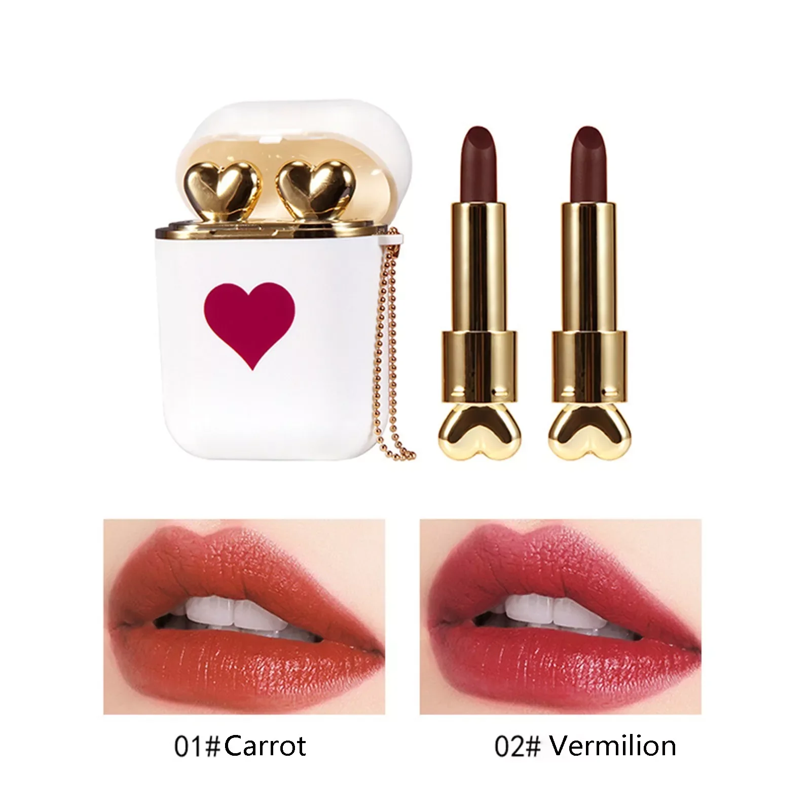 

NEW2023 Love Mini Headphones Lipstick Double Tube Chain Bag Shell Storage Box Girls Cute And Easy To Carry