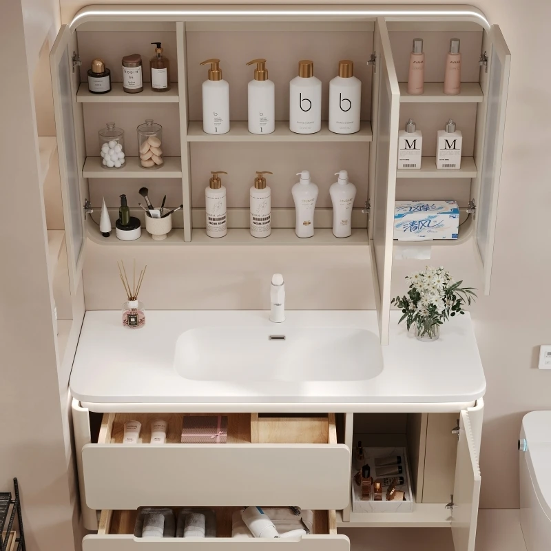 ceramiczna zintegrowana umywalka dębowa szafka łazienkowa szafa do przechowywania kremowa personalizacja mebli YX50BC