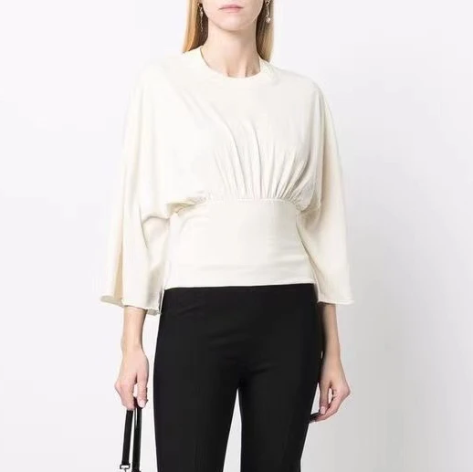 

127101 Fashion Classic Trendy Luxury Designer Cloth Versatile Solid Color Long Sleeve Personality T-shirt